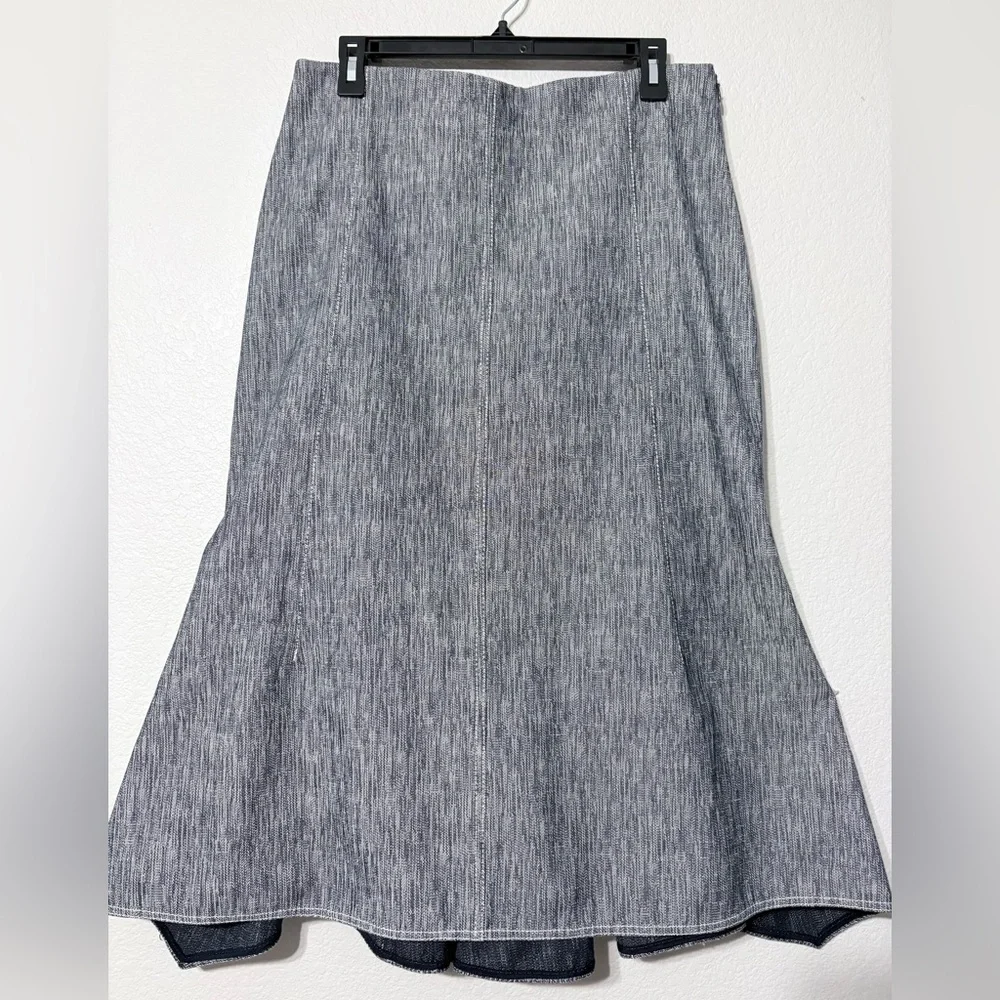 Derek‎ Lam Textured Denim Slubby Weave of White & Blue Trumpet Back Detail. USA